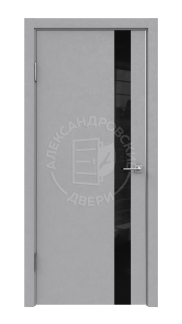 Межкомнатная дверь ALUM 1 (Бетон светлый, Лакобель черный)
